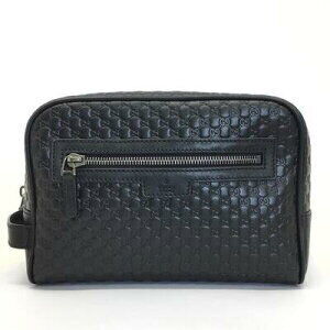 Gucci Shoulder Bag GG Shier Leather Black